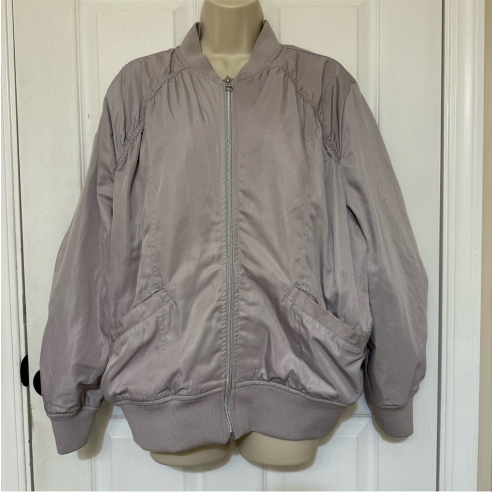 Light Mauve Bomber Jacket - Women's Zip Front Coat